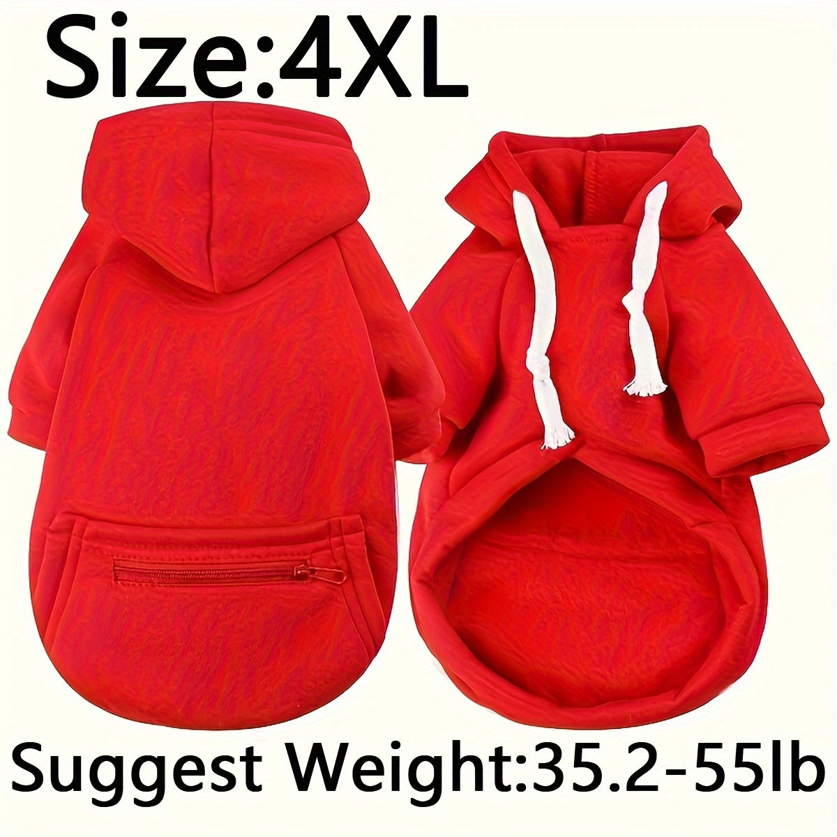 Cozy Red Pet Hoodie with Zipper Pocket – Stylish Comfort for Your Furry Friend