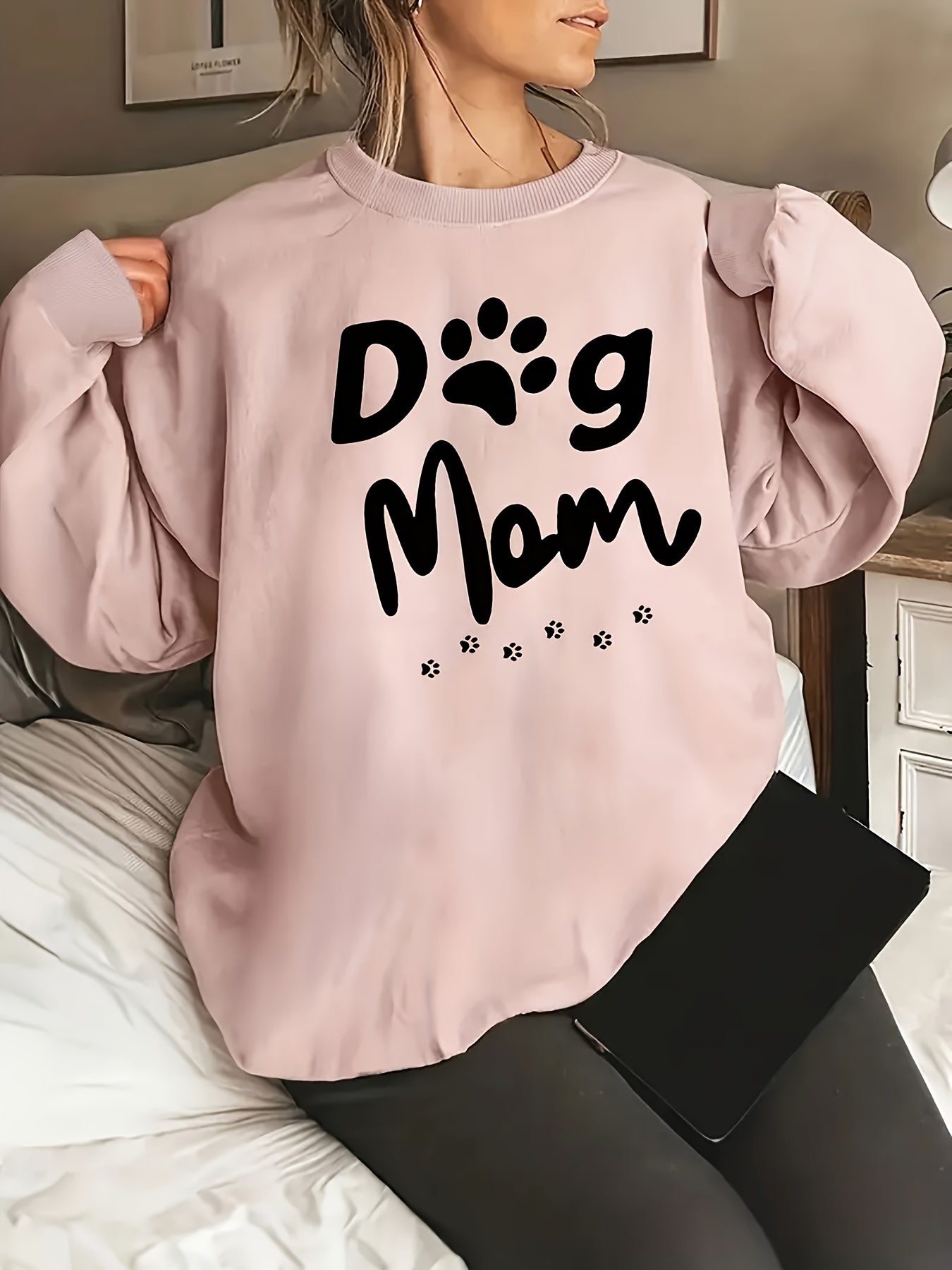 Cozy "Dog Mom" Women's Crew Neck Sweatshirt