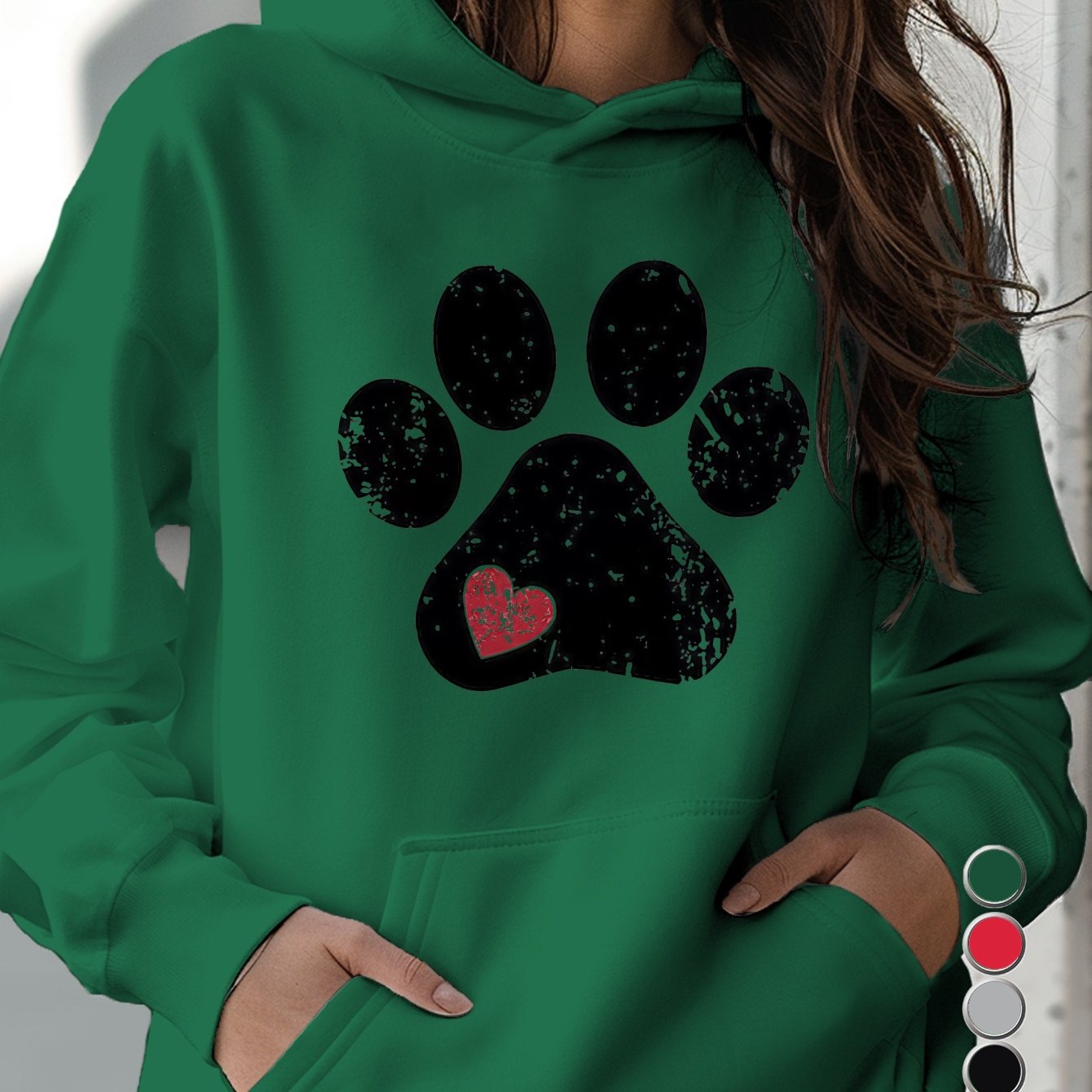 Cozy Women's Love Paw Hoodie – Soft and Comfortable Fleece Jacket for Casual Wear