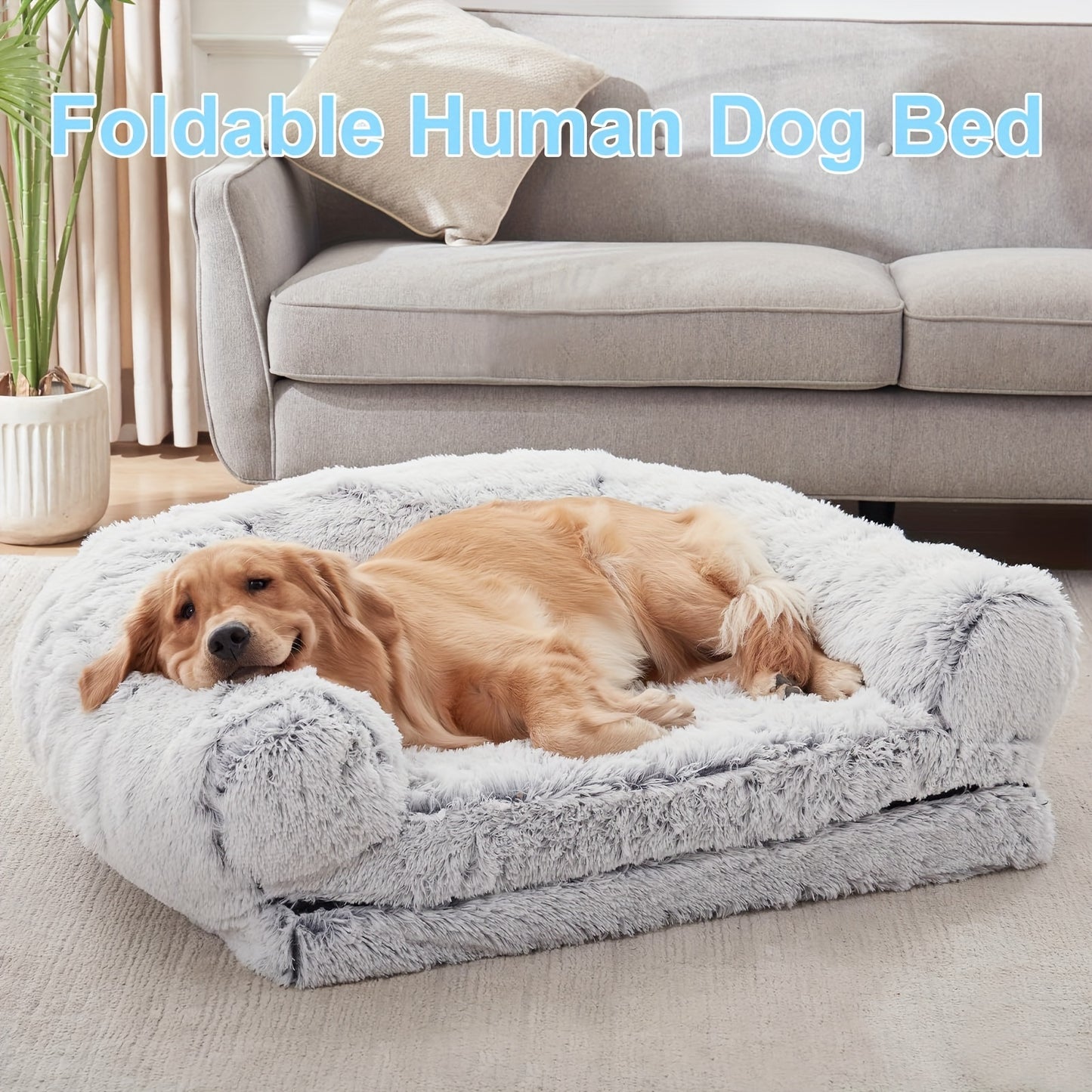 71"x43"x12" Orthopedic Human Dog Bed - Foldable Plush Washable Bed for Large Dogs and People