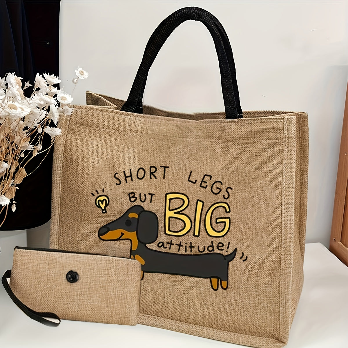 Vibrant Dachshund Cartoon Tote Bag – The Perfect Pet-Lover’s Companion