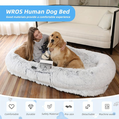 Human Dog Bed – Oversized Faux Fur Dog Bed for Pets and People