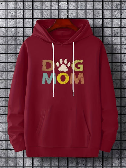 "DOG MOM" Letter Print Long Sleeve Hoodie Sweatshirt – Casual Sports & Fashionable Streetwear