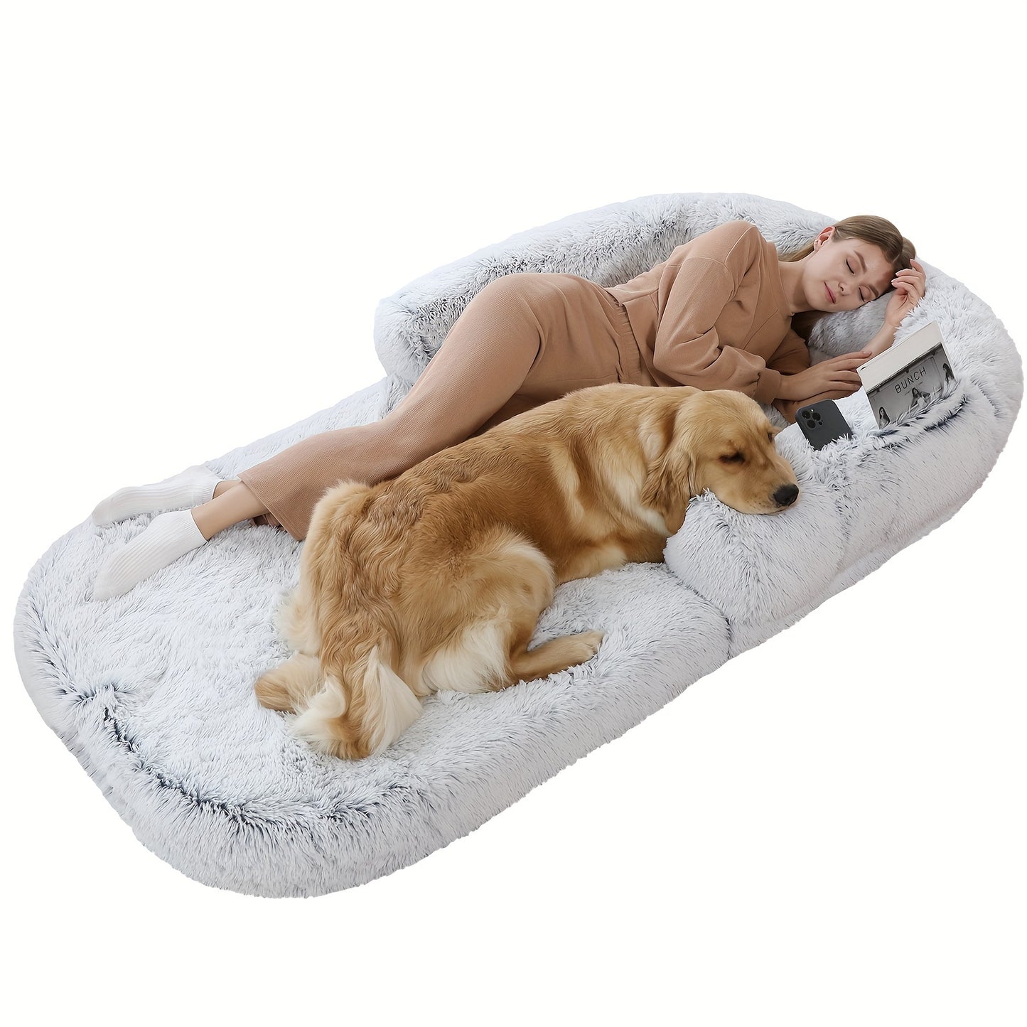 71"x43"x12" Orthopedic Human Dog Bed - Foldable Plush Washable Bed for Large Dogs and People