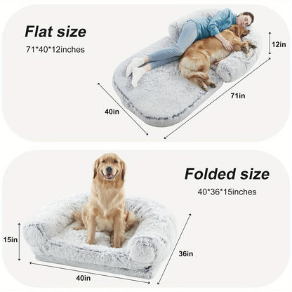 71"x43"x12" Orthopedic Human Dog Bed - Foldable Plush Washable Bed for Large Dogs and People