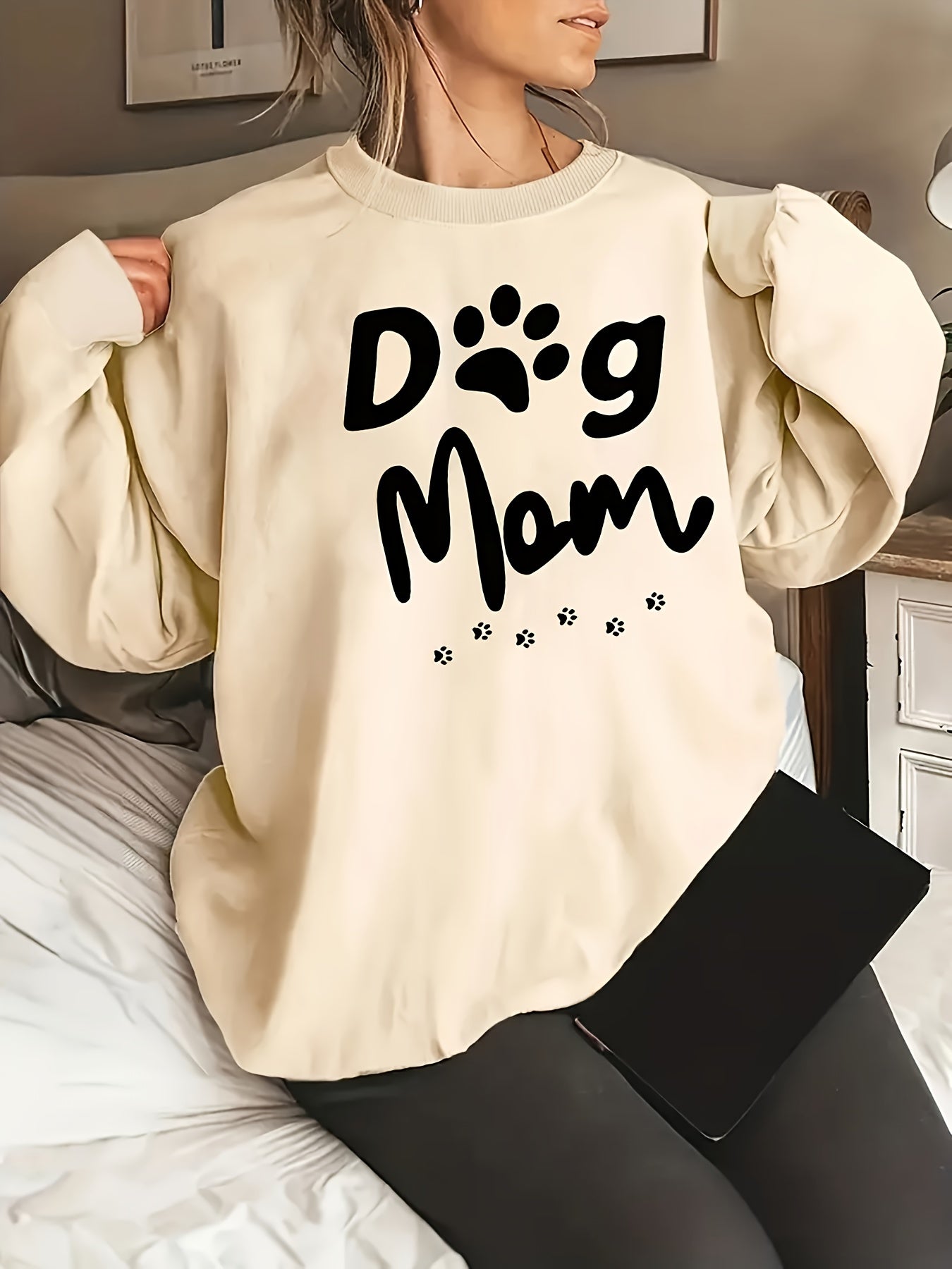 Cozy "Dog Mom" Women's Crew Neck Sweatshirt