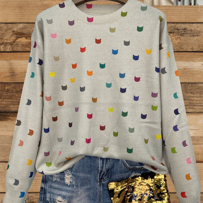 Colorblock Paw Print Crew Neck T-Shirt – Casual Short Sleeve Top for Spring & Summer