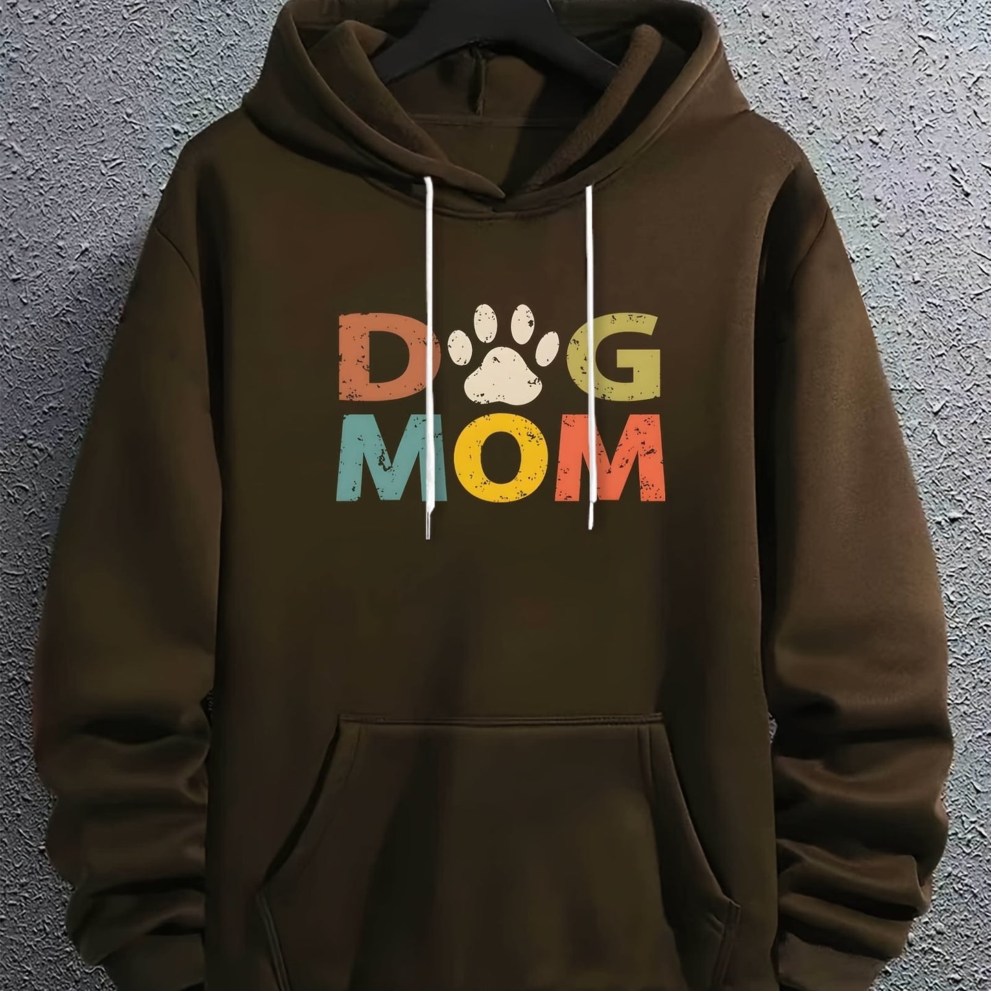 "DOG MOM" Letter Print Long Sleeve Hoodie Sweatshirt – Casual Sports & Fashionable Streetwear