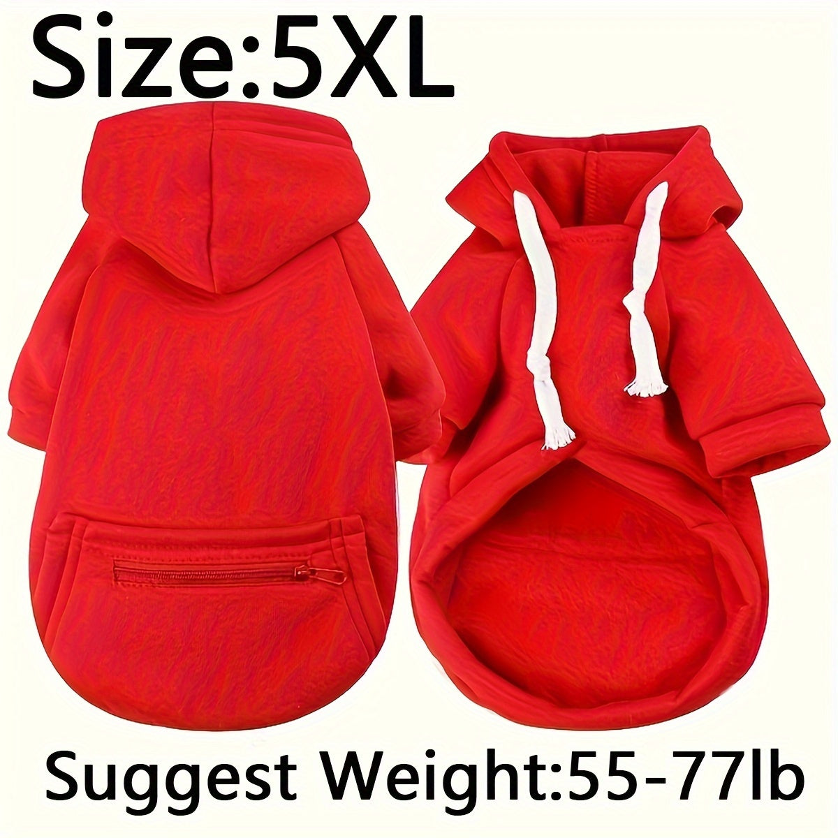 Cozy Red Pet Hoodie with Zipper Pocket – Stylish Comfort for Your Furry Friend