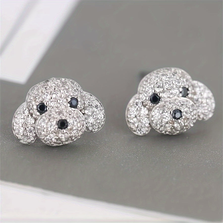 1 Pair of Cute Three-Dimensional Dog Head Earrings – Exquisite Fashion Statement