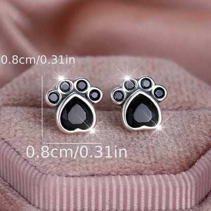 Exquisite S925 Sterling Silver Paw Print Dangle Earrings – Perfect Gift for Animal Lovers