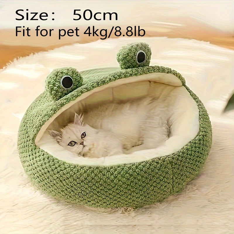 Warm Dog Bed Cushion – Comfortable Frog Style Cat Nest for Small Cats