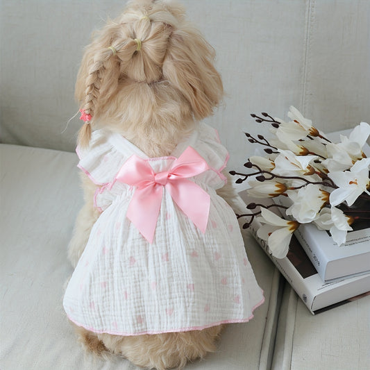 Celebrate your pet’s special moments with the Cute Heart Print Dog Cat Pet  Dress. perfect choice for birthdays, holidays, or any festive occasion