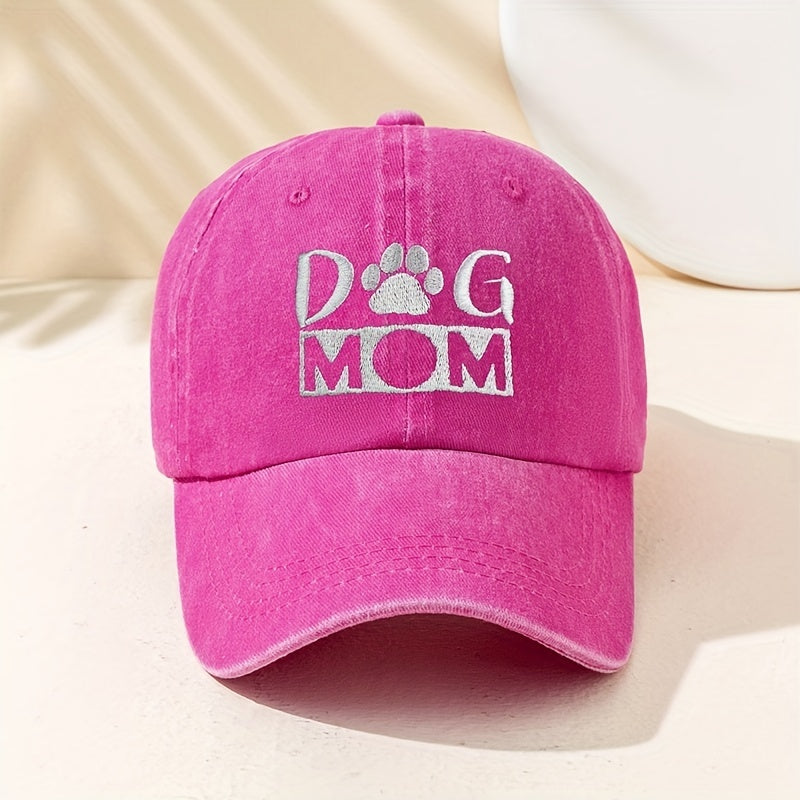 Urban Style "DOG MOM" Baseball Cap. Designed for comfort and style, this pet themed hat is perfect for any dog lover looking to stay cool and fashionable.