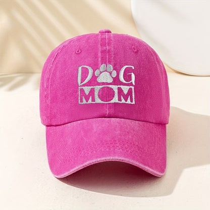 Urban Style "DOG MOM" Baseball Cap. Designed for comfort and style, this pet themed hat is perfect for any dog lover looking to stay cool and fashionable.