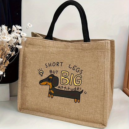 Chic Dachshund Cartoon Tote Bag,  Designed with style and functionality in mind, great gift for any pet lover 