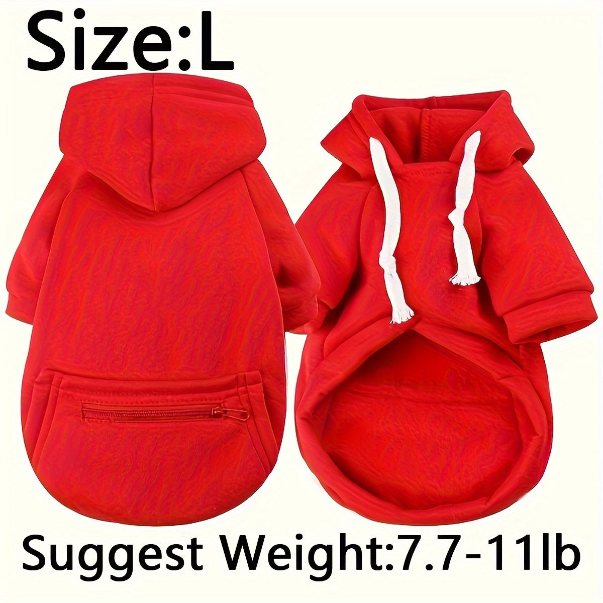 Cozy Red Pet Hoodie with Zipper Pocket – Stylish Comfort for Your Furry Friend