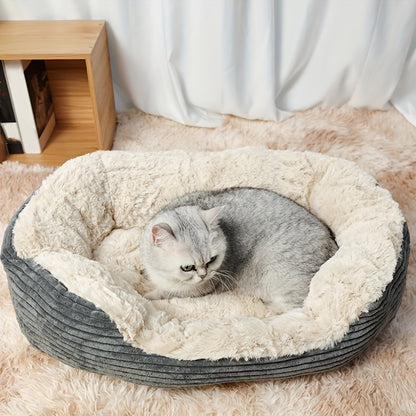 Cozy Oval Corduroy Dog Bed – Plush Comfort for Your Furry Companion