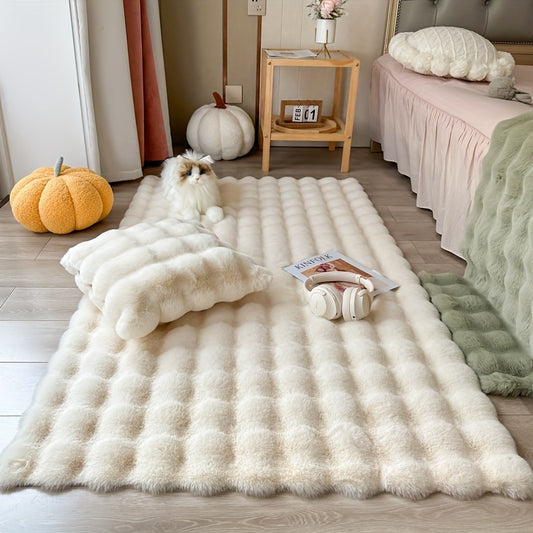 Fluffy Bubble Fleece Area Rug - Thickened Non-Slip Waterproof and Stain-Resistant