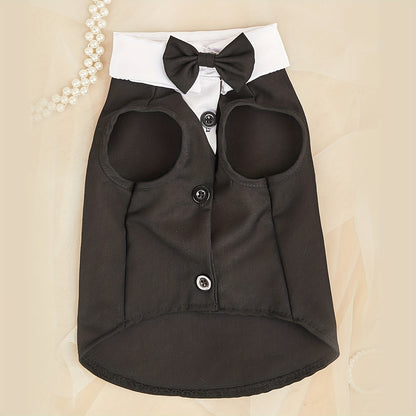 Small Dog Puppy Clothes Pet Shirt - Wedding Formal Suit with Bow Tie Costume