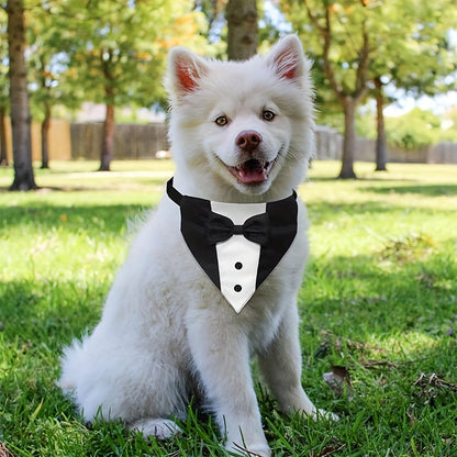 Dog Tuxedo Suit with Wedding Bandana Collar & Bow Tie