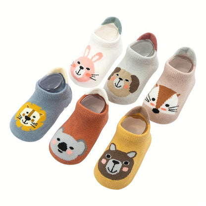 3-Pairs Cute Cartoon Animal Floor Socks – Non-Slip Comfort for Toddlers