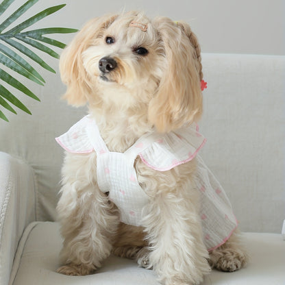 Cute Heart Print Dog Cat Dress with Bow Decoration - Perfect for Birthdays and Holidays