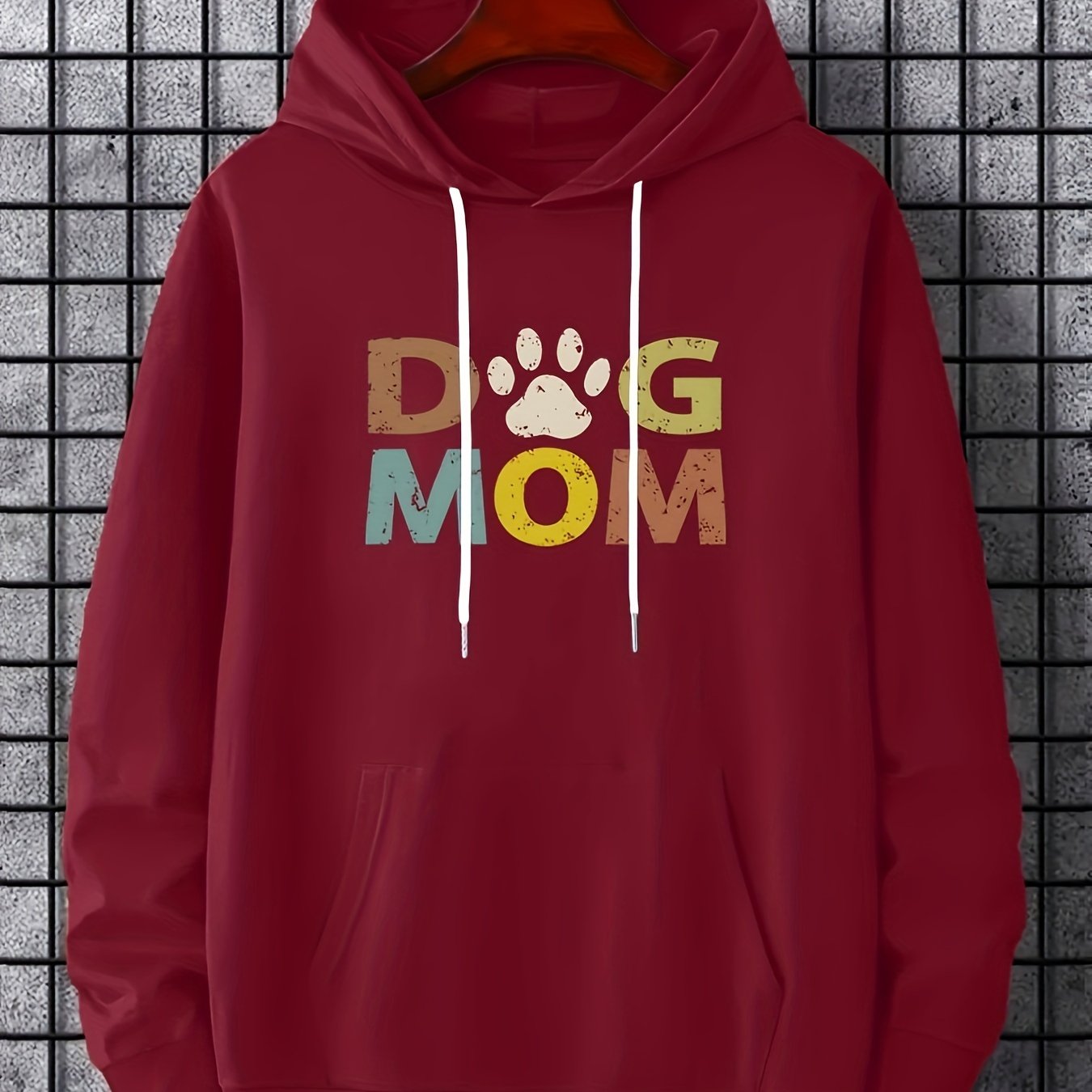 "DOG MOM" Letter Print Long Sleeve Hoodie Sweatshirt – Casual Sports & Fashionable Streetwear