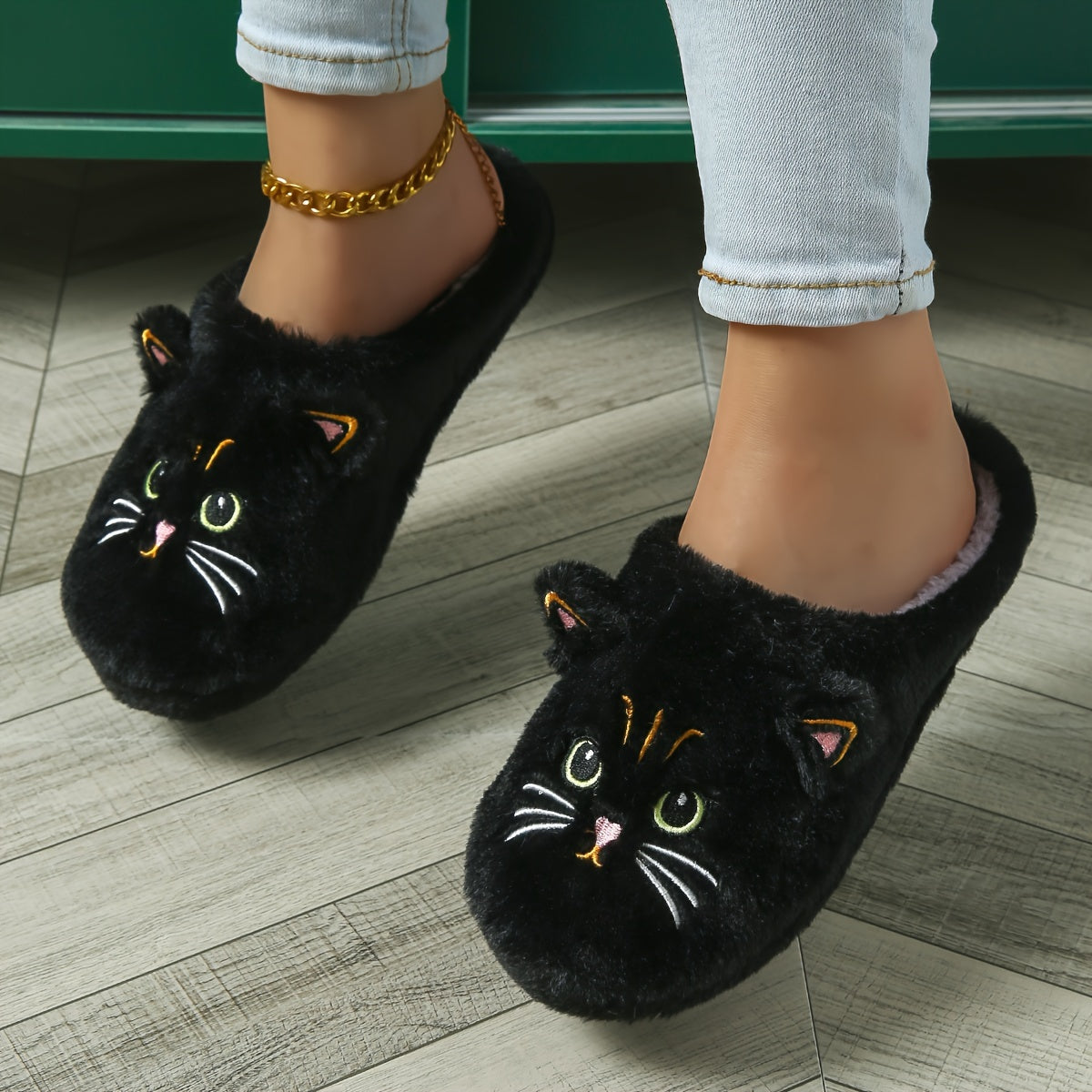 Cozy Cartoon Cat Ears Plush Slippers for Women – Soft, Lightweight Indoor Shoes with Non-Slip Sole