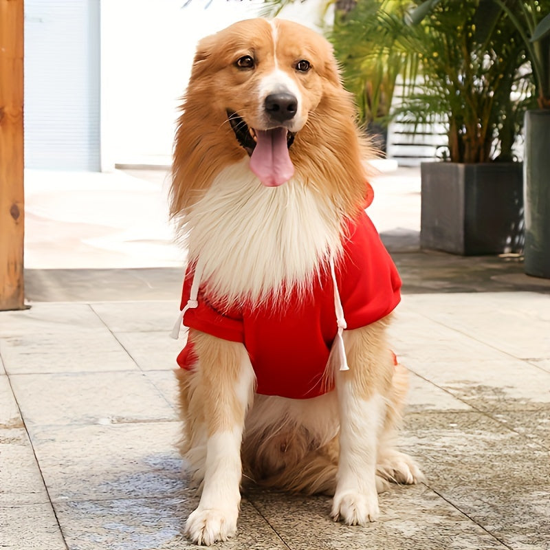 Cozy Red Pet Hoodie with Zipper Pocket – Stylish Comfort for Your Furry Friend