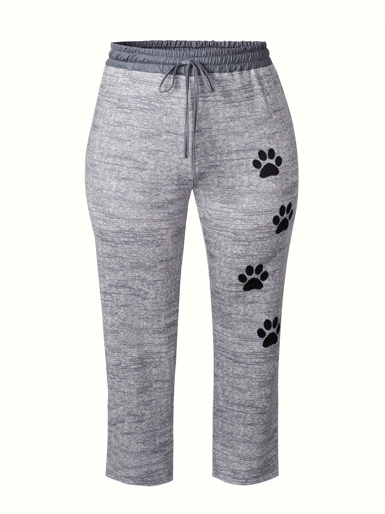 Plus Size Women's Athletic Jogger Pants with Cartoon Paw Print – Stylish & Comfortable for All Seasons