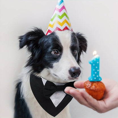 Elegant Dog Tuxedo Bandana with Bowtie Collar