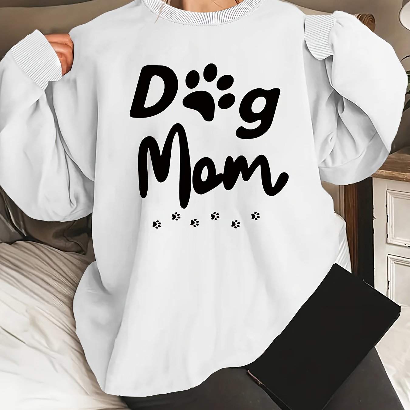 Cozy "Dog Mom" Women's Crew Neck Sweatshirt