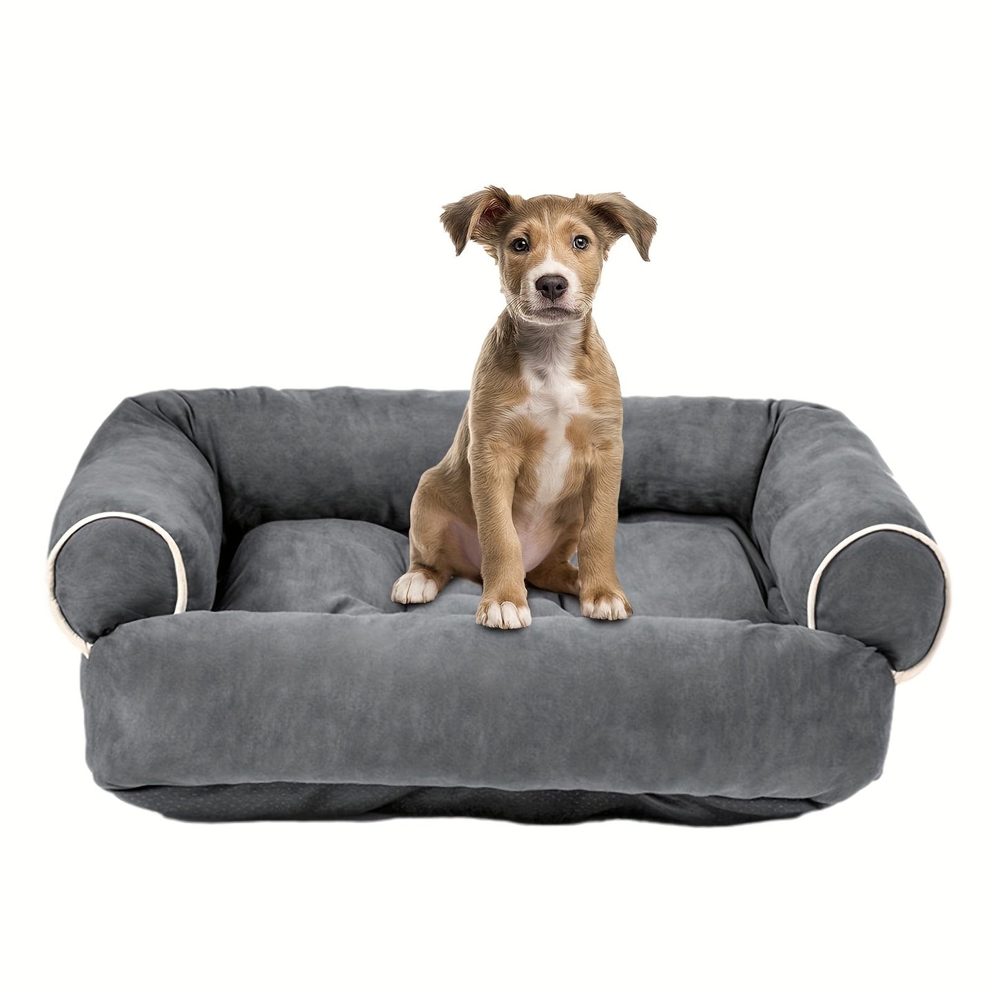 Luxury Suede Dog Sofa Bed – Cozy, Skin-Friendly Pet Lounger with Washable Combed Cotton Filling