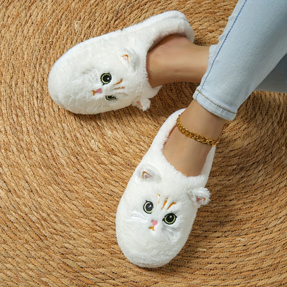 Cozy Cartoon Cat Ears Plush Slippers for Women – Soft, Lightweight Indoor Shoes with Non-Slip Sole