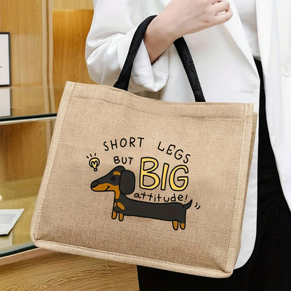 Vibrant Dachshund Cartoon Tote Bag – The Perfect Pet-Lover’s Companion