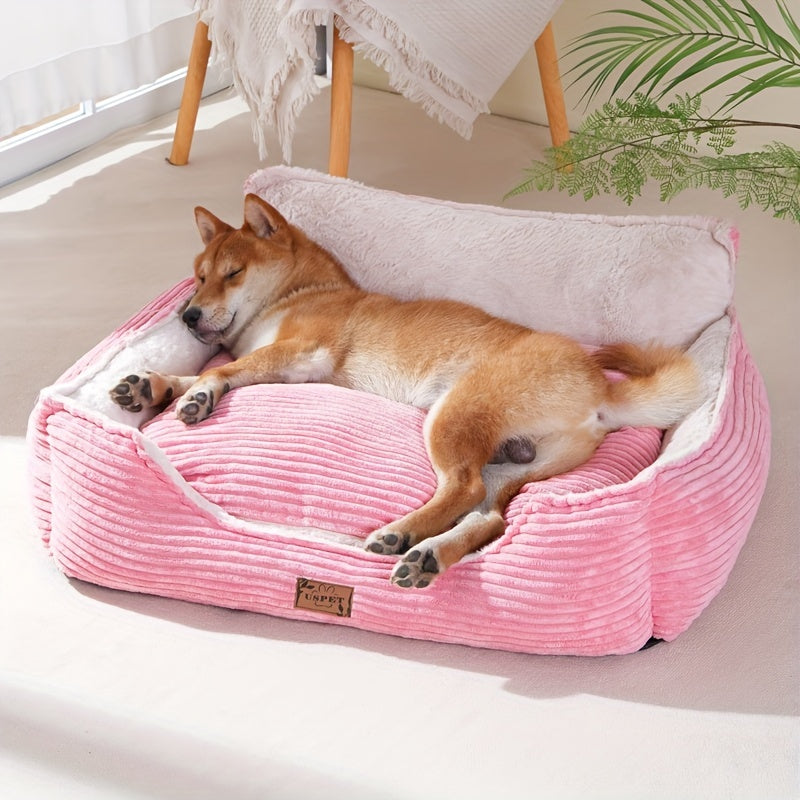 Cozy Corduroy PET Bed with Removable Cushion