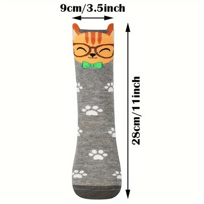 5 Pairs Women's Cat Socks - Perfect Cat Gifts for Cat Lovers, Moms, and Women