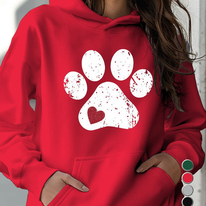 Cozy Women's Love Paw Hoodie – Soft and Comfortable Fleece Jacket for Casual Wear