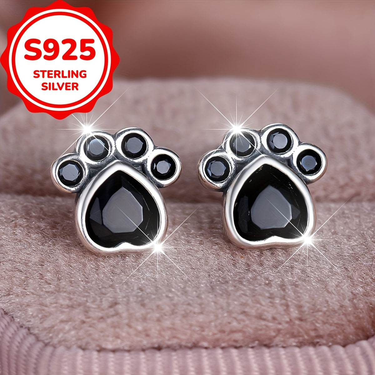 Exquisite S925 Sterling Silver Paw Print Dangle Earrings – Perfect Gift for Animal Lovers