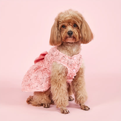 Pet Wedding Sleeveless Rose Full Body Dress for Dogs