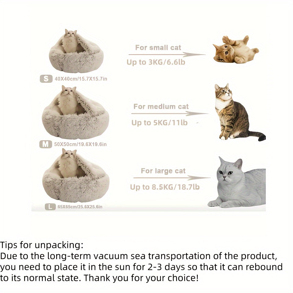 Plush Round Hooded Pet Bed – A Cozy Retreat for Your Furry Friends