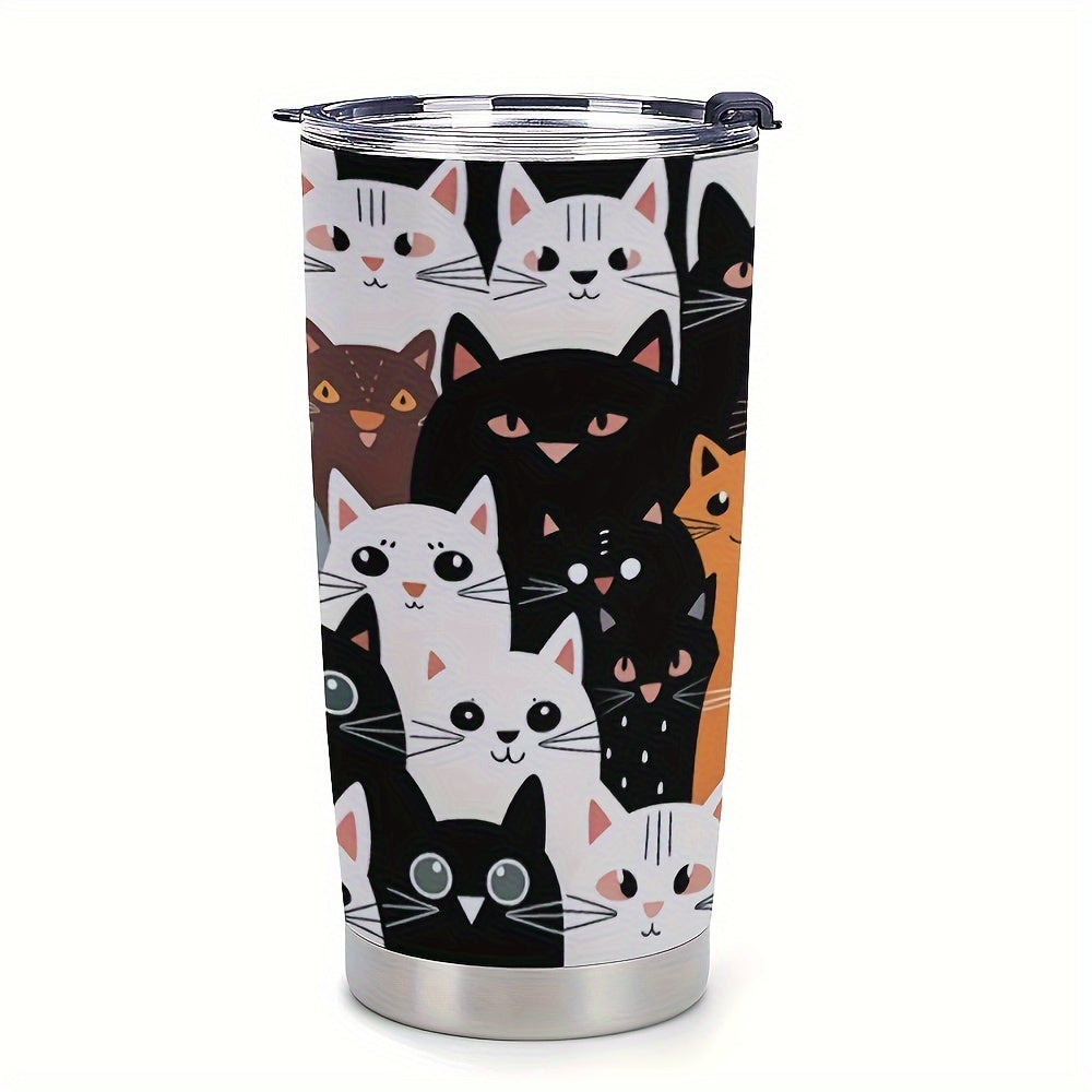 20oz Cute Cat Print Stainless Steel Travel Mug – Stylish, Durable, and Insulated