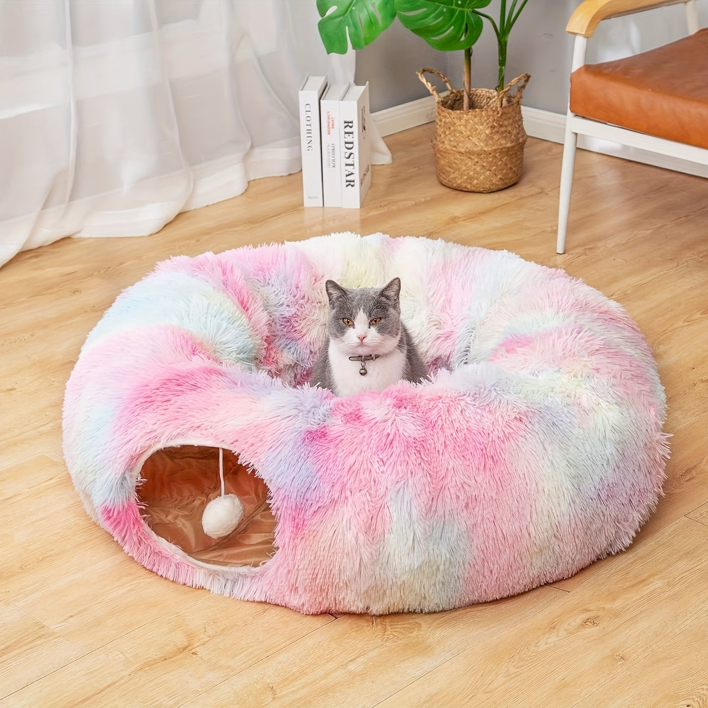 Warm Plush Cat and Dog Tunnel Bed - Large Tube Playground for Pets