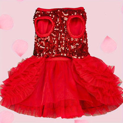 Pet Princess Tutu Dress with Sequin Embellishments