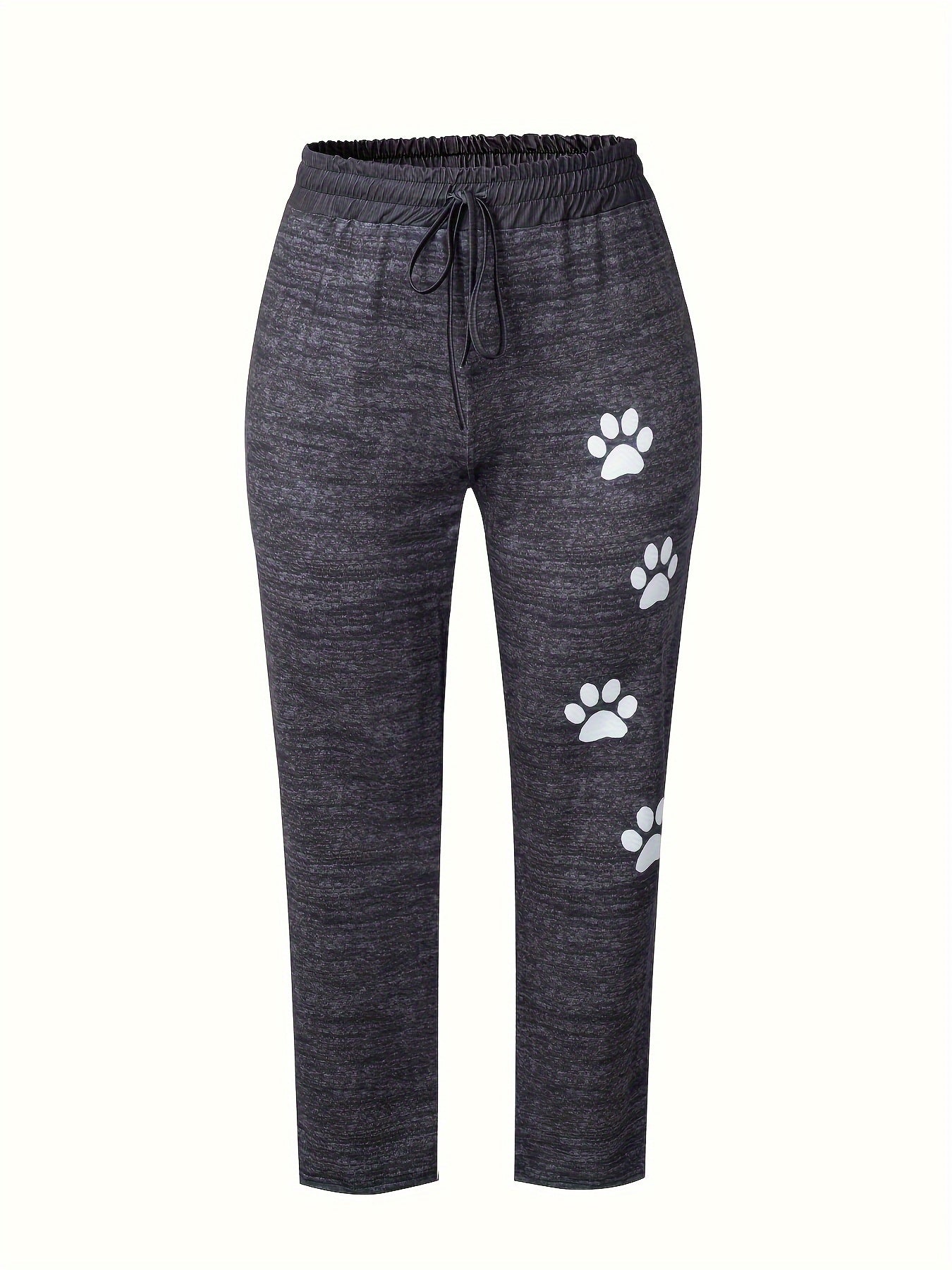 Plus Size Women's Athletic Jogger Pants with Cartoon Paw Print – Stylish & Comfortable for All Seasons