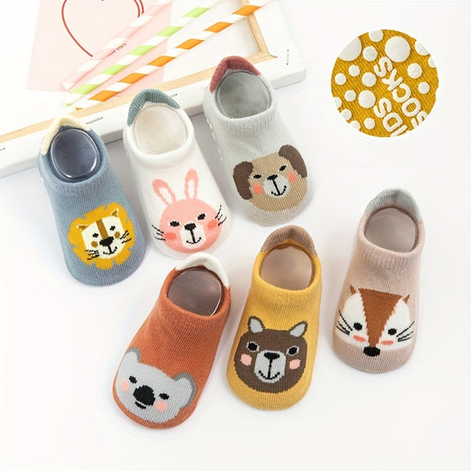 3-Pairs Cute Cartoon Animal Floor Socks – Non-Slip Comfort for Toddlers