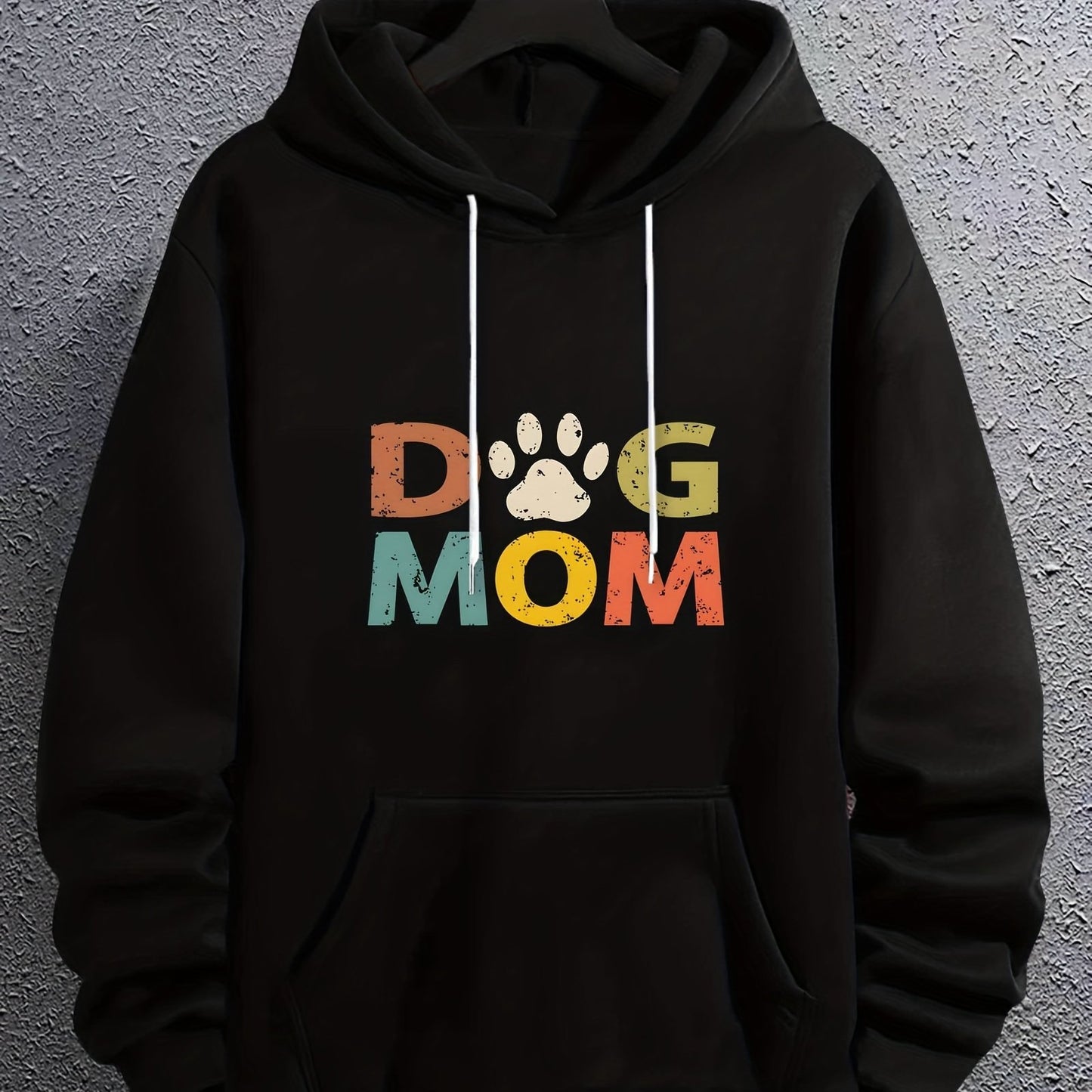 "DOG MOM" Letter Print Long Sleeve Hoodie Sweatshirt – Casual Sports & Fashionable Streetwear