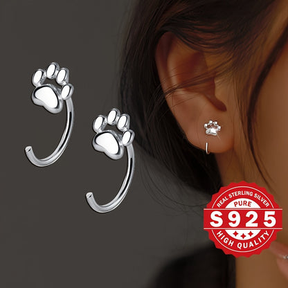 925 Sterling Silver Cute Pet Paw Prints Stud Earrings – Simply Stylish & Delightfully Charming