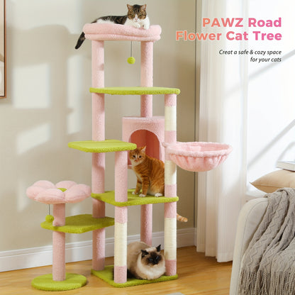 59" Flower Cat Tree – Multi-Level Fun for Indoor Cats